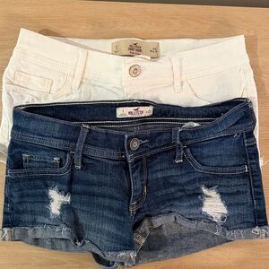 Hollister Blue and White Shorts Duo